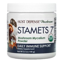 Fungi Perfecti Stamets 7 버섯균사체 파우더 데일리 이뮨 써포트 100g(3.5oz), 5병, 100g