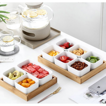 나눔접시 종지그릇 우드트레이 소스볼 접시세트 다용도 분할접시, 소형