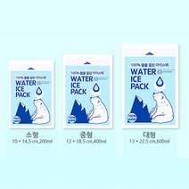 물 100% 워터 아이스팩 반제품 소 중 대 은박 보냉팩, 대600ml