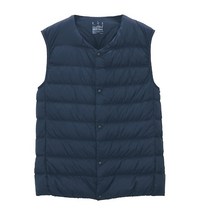 무인양품 남성용 MUJI 경량 포케터블 노 칼라 다운 베스트 ADG10A0A