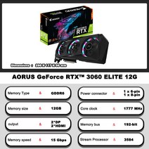 기가 바이트 AORUS GeForce RTX 3060 엘리트 12G 비전 게임 15000MHz GDDR6 12GB ATX RTX3060 지원 AMD 인텔 데스크 CPU LHR, [03] RTX 3060 ELITE 12G, 03 RTX 3060 ELITE 12G