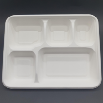 지이팩 - 친환경 5칸 펄프 종이도시락 식판 어린이집 유치원 종이 급식판 (뚜껑없음), 50개