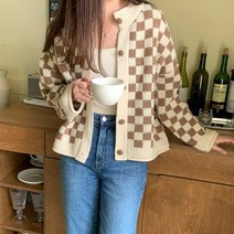 수키 [수키] 체스블록 사슬뜨기 기본 가디건 1107786