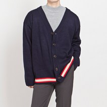 스타일에스 남녀공용 헤비빅 오버핏 3줄 라인 가디건