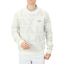 176814 골프자켓 Callaway C22218105 남성용 크루넥 니트 로고 자카드 모헤어 니트 스웨터 골프, M, 1030 화이트