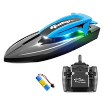 제트보트충전식 고속 RC 보트 방수 무선 제어 보트 풀 호수용 듀얼 모터 4CH 2.4GHz 최대 속도 20 kmh, 03 1 Battery Blue