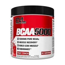 126013 EVL BCAAs 아미노산 분말 - BCAA 분말 운동 후 회복 음료 및 자극 없는 운동 전 에너지 음료 분말 - 남성용 분지쇄 아미노산 보충제 5g - 체리 라임에이, 30인분 (1팩), 과일 펀치