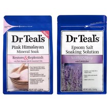 Dr 틸즈 엡섬 솔트 지친 몸에 안정 편안하게 하는데 도움 에센셜 오일 함유 피부에 수분을 공급스트레스 완화 엡섬솔트 입욕제, 라벤더/핑크 히말라얀, 1.36 kg - 2개