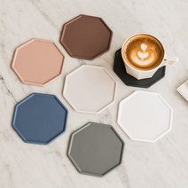 폴리곤 실리콘 컵받침 티코스터 카페 소품, 11cm_아이보리