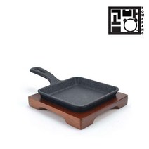 20.2센치 편수 정사각 후라이팬 그릴 펜 나무받침, 20.2