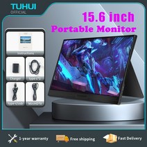 did모니터 TUHUI 휴대용 게이밍 모니터 156 인치 FHD 1080P IPS USBC MiniHDMI 두 번째 화면 휴대폰 맥 노트북 PC 스위치 PS45, 14inch+EU 플러그