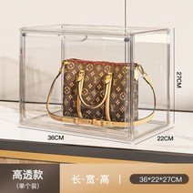 투명 가방보관 디스플레이 명품백 정리함 쇼케이스 진열장 드레스룸 선반 산화방지 캐비닛, 4면 투명 방진 및 항산화, 대형싱글팩