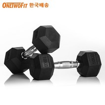 OneTwoFit 고무 육각 아령 블랙 육각 덤벨 아령 2p, 10kg X  2개