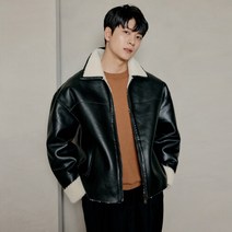 제너럴아이디어 미니멀 에코 레더 무스탕 [BLACK] S22W01104