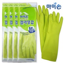 마미손 고무장갑 칼라 그린 중형 4개