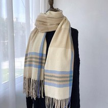 캐시미어 소프트 체크 패턴 와이드 목도리 캠생아