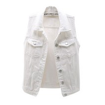 여성조끼 여성니트조끼 패션 여성 데님 조끼 민소매 솔리드 컬러 버튼 다운 진 재킷 플러스 사이즈 S-5XL