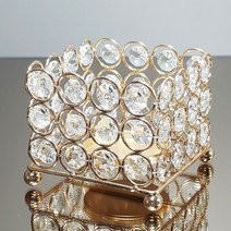 웨딩포 골드 크리스탈 캔들 홀더 사각 Gold crystal candle holder Cube