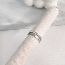 로마체 두줄 큐빅 써지컬 레이어드 링 검지 크리스탈 반지