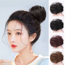 여성 올림머리끈 가발 곱창 밴드 스크런치 헤어 머리카락 똥머리 머리끈, 생머리, 연한갈색