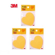 업무체크 전달사항 노랑 하트메모지 3개 메서스티커 끈적임없는 노트 떡매 연습장 모양 포스트잇