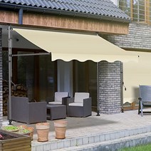 차양막 매장 주택 고정 천 처마 캐노피 방수, 2.5m x 1.2m+그레이 브래킷+아이보리