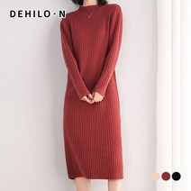 데일로엔 여성용 베이직 숏 반폴라 미디 원피스