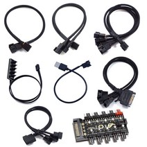 쿨러 PWM 4핀 분배 연장 케이블/팬쿨러 3핀/팬허브/슬리빙/메쉬타입/PWM 4핀 확장/USB PWM/IDE PWM 4핀 확장/쿨러 케이블, DPS02(2분배)