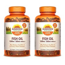 선다운 Sundown 피쉬오일 1200mg 오메가3 360mg 100정 2팩, 1개, 1개