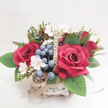 영하우스 납골당꽃다발 미니조화 꽃다발 꽃바구니 납골당꽃 부착식 성묘꽃 산소꽃 봉안당조화 추모꽃 꾸미기 납골당 꽃장식, 장미조화꽃바구니레드