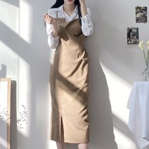 [3color/핏예쁨/끈조절가능!] 슬릿 언발 뷔스티에 슬림 라인 허리끈 뒷리본 나시 롱 원피스 데이트 하객