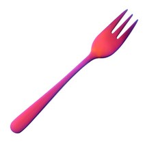 9 색 케이크 포크 과일 샐러드를위한 스테인레스 스틸 골드 포크 작은 무지개 포크 스낵 식기류를위한 유용한 디저트 포크, 레인보우 3호 1pc