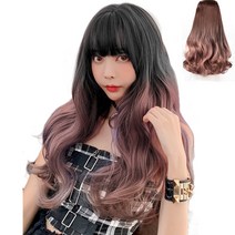 이쁘다샵 가발위드 옴브레 뉴스타일 웨이브 붙임머리 5피스 세트, 라이트 옴브레핑크50cm, 1세트