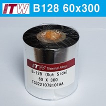 ITW 바코드리본 B128 40mm*300M 왁스레진 (먹지 필름) 10롤(빠른 배송), B128 60mmx300m 10롤
