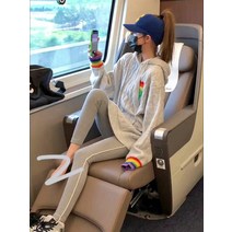 무지개니트 색상 줄무늬 커프스 스웨터 여성 겨울 가을 키치한 와이드 후드티 이너니트 핏아우터 상의 3678847489