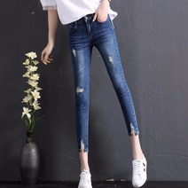 kirahosi 여성 앵클 스키니 찢청 워싱 청바지 Luvp4l Luvp4l