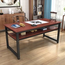 서예 테이블 긴 그림 맞춤형 교육 더블 레이어 컴퓨터 책상 홈 직사각형, H.티크 색상  블랙 프레임 A