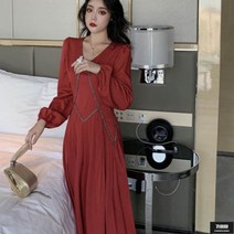 가바바 여성 롱원피스 슈퍼 페어리 레트로 웨스턴 타일 커버 드레스 원피스 G58359