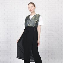 장금이앞치마 원피스형 앞치마 한식 한복풍 AE243, AE243_녹색검정