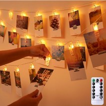 LED 와이어전구 사진걸이 집게 클립 10P/20P 건전지포함 무드등 인테리어 조명 캠핑전구 가랜드, B타입(집게전구+방수배터리케이스+리모컨)_3m 20구