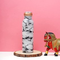 Craft Trade 순수 구리 물병 946.4ml(32온스) - 누출 방지 디자인 용기 아유르베다 건강 혜택 피처 스포츠 피트니스 요가용 여름 1267189, Black/White