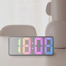 더H LED 레인보우 미러클락 알람 온도 인테리어 탁상시계 벽시계, 미러블랙 D