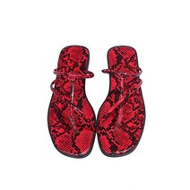 여성 레드 화려한 슬리퍼 뱀무늬 특이한 사무실 미용실 교사 여름