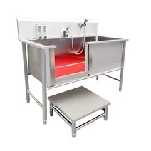 반려동물 업소용 목욕통 개수대 샤워장 부스 동물병원, 물튐방지 문열림 3면 120x70x90