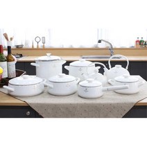 일본 법랑냄비 화이트 흰색 심플 고급냄비 찌개냄비 찜냄비 혼수냄비 찌개용, 냄비 소