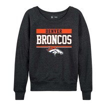NFL 여성용 플러스 사이즈 차콜 크루넥 축구 의류 가벼운 슬라우치 래글런 소매 풀오버 506218, Denver Broncos - Charcoal