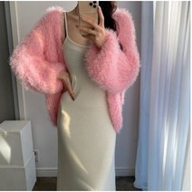 드미엘 뽀송이 깃털 퍼 가디건 4color