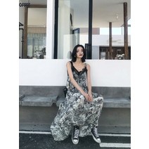 구매대행 봄 여름 쉬폰원피스나시 슬림롱