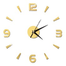 무소음 벽걸이 홉데코 벽 시계저렴한 3d 벽 diy 아크릴 거울 스티커 watch clocks rope horloge living room home decor art decal, 금, 직경 40-60cm