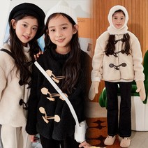 주니어 여아 EM_숏떡볶이 코트 쥬니어 초등학생 중학생 따뜻한 퍼자켓 겨울 점퍼 단추코트 중1 중2 옷